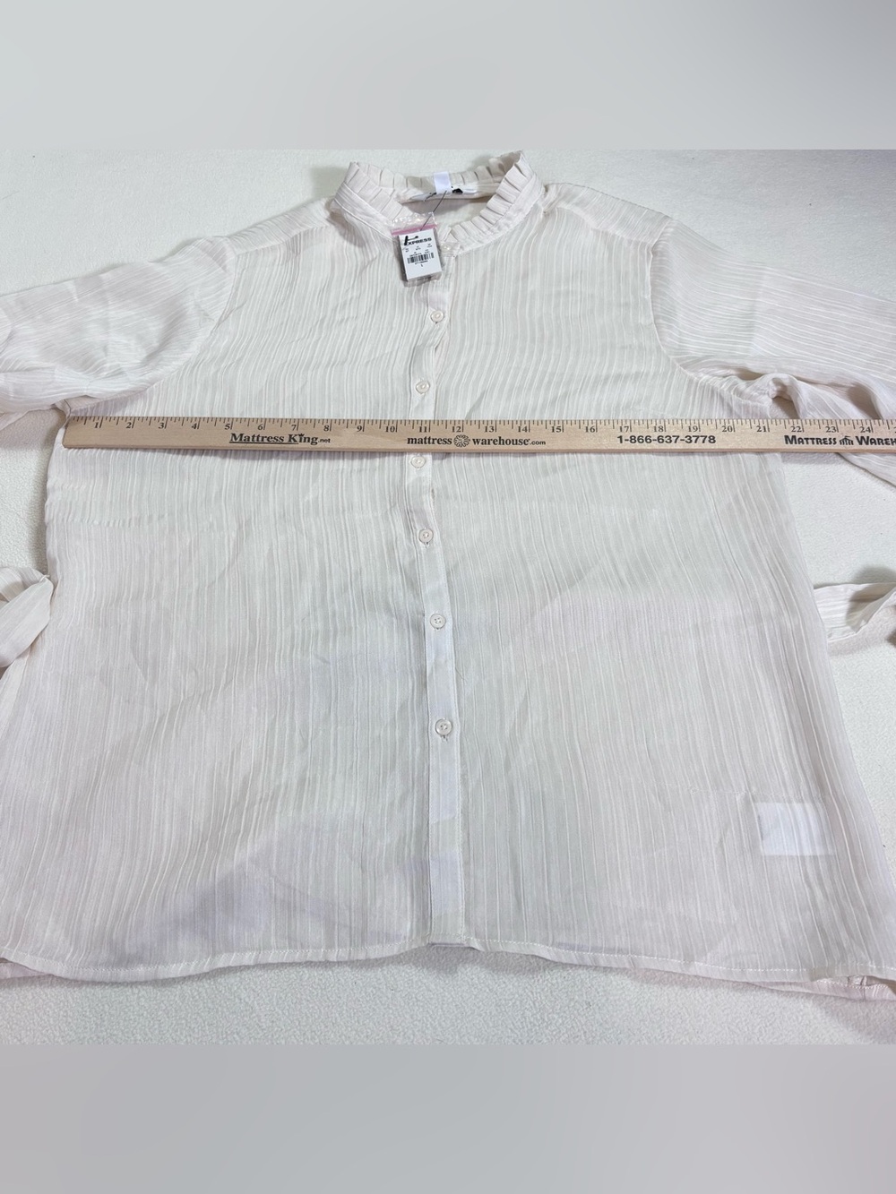 NWT Vintage Express Compagnie Internationale Ivory Tie Waist Romantic Blouse L - Picture 12 of 16